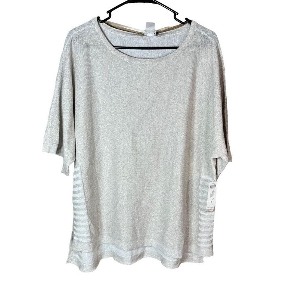 ‎Chico’s Shimmer Side Rib Pullover Sweater Size Large